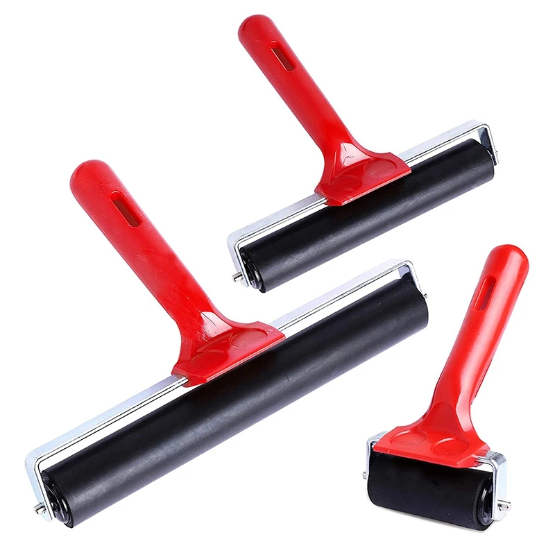 

SHGO HOT-3 Pcs Rubber Roller Rubber Brayer Glue Roller Tools for Printmaking Stamping Wallpaper Gluing Application 6/10/20 cm