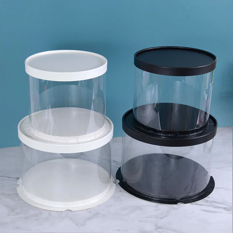 4/6inch PVC Clear Cake Boxes Round Transparent Cake Gift Packaging Box Birthday Wedding Anniversary Party Dessert Present Decor