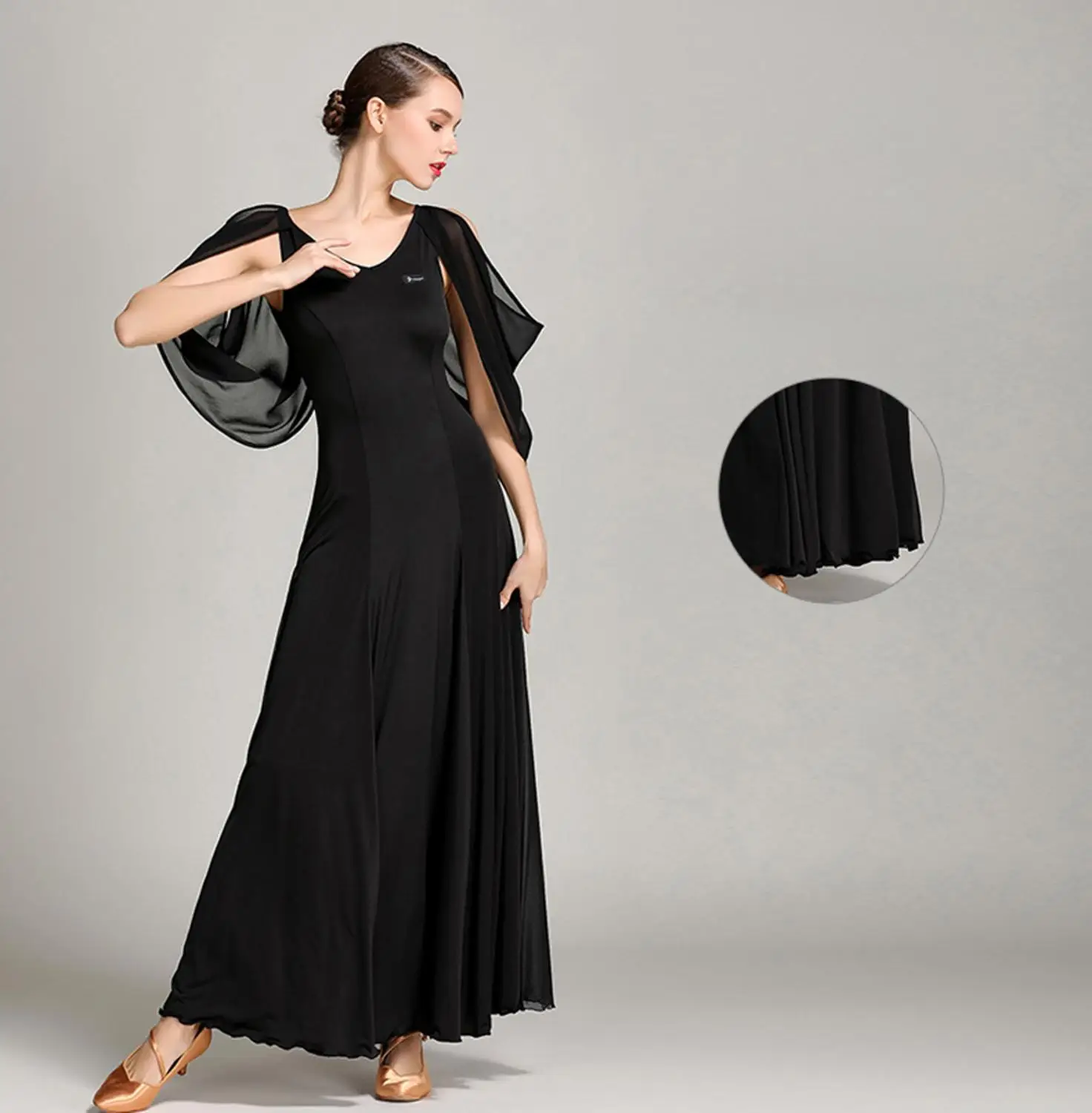 Rotes Senior Professional Modern Dance Kleid Damen Standard Ballsaal Kostüm Kleidung Übungskleidung Langer Rock