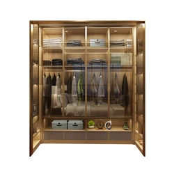 Glass door cloakroom wardrobe custom luxury metal aluminum frame bedroom open cloakroom overall custom-made