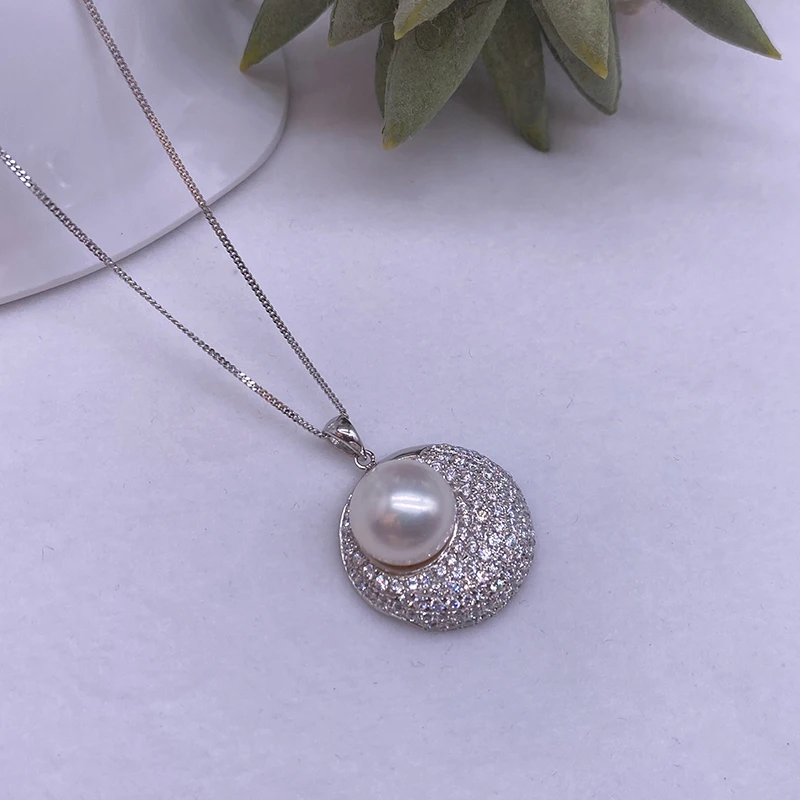 Sinya Tendy pendant necklace in 925 sterling silver with 12mm natural pearl fine jewelry for women Mum lover hot sale