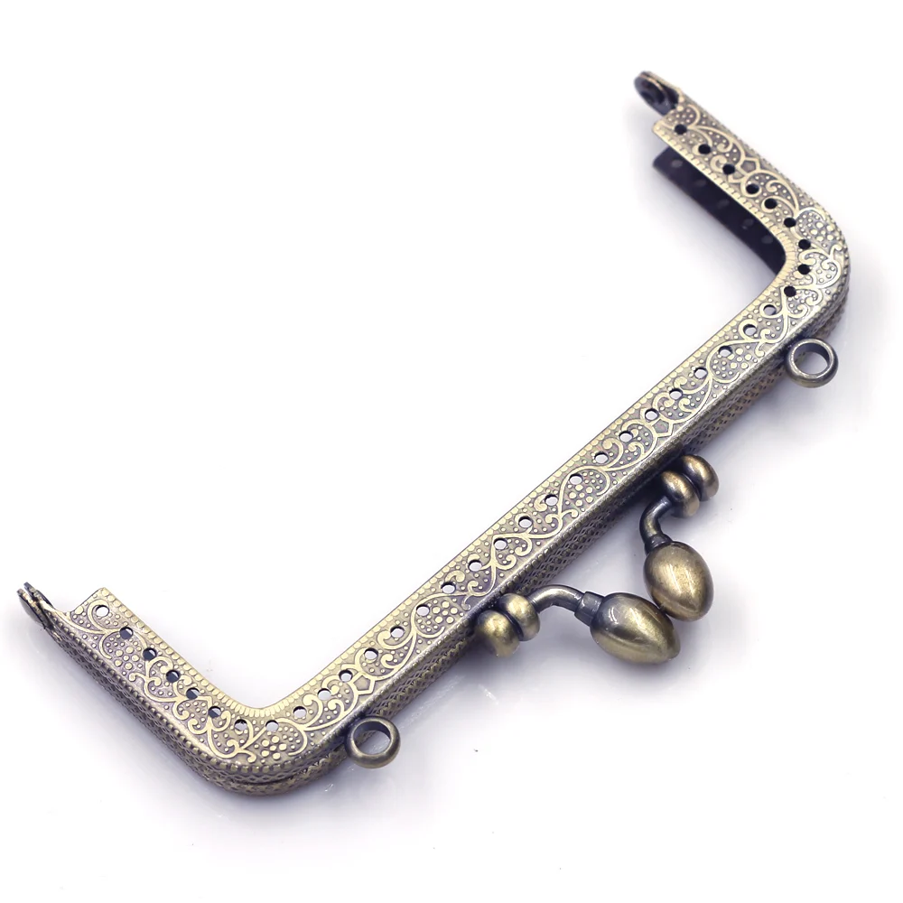 10Pcs Square Metal Purse Frames Pouch Bag Kiss Clasps Buckle Handle Fish Tail Bud Ball Head DIY Handbag Accessories Parts 12.5cm