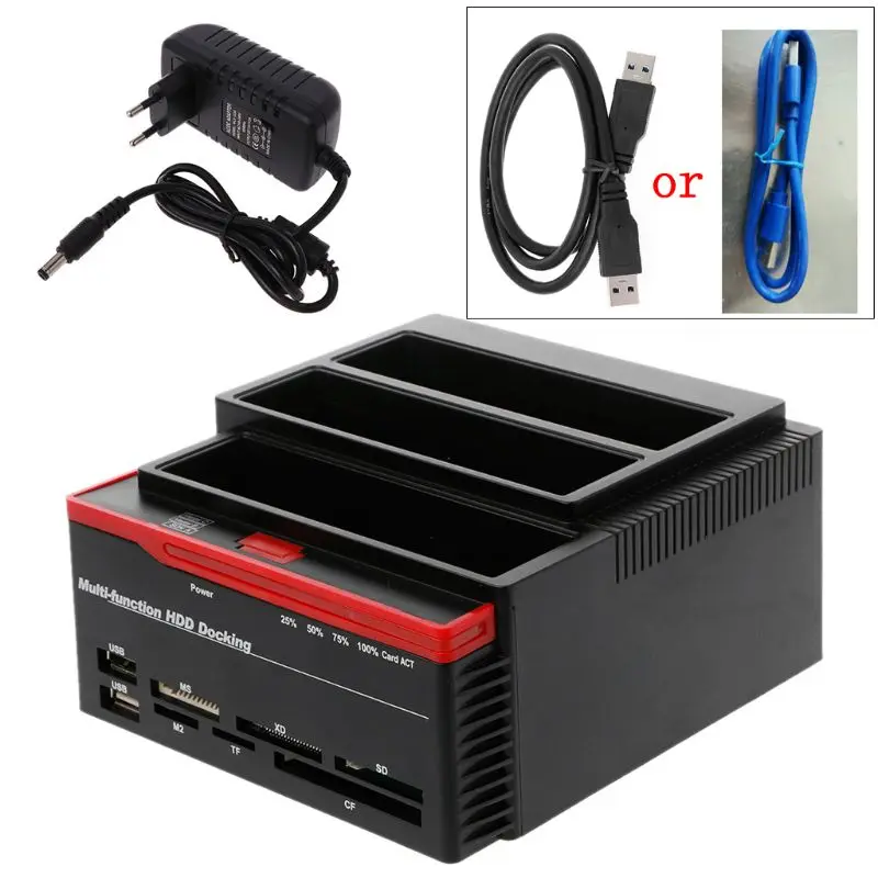 

USB3.0 To SATA IDE External 2.5\"/3.5\" HDD Hard Drive Docking Station Card Reader L4MD