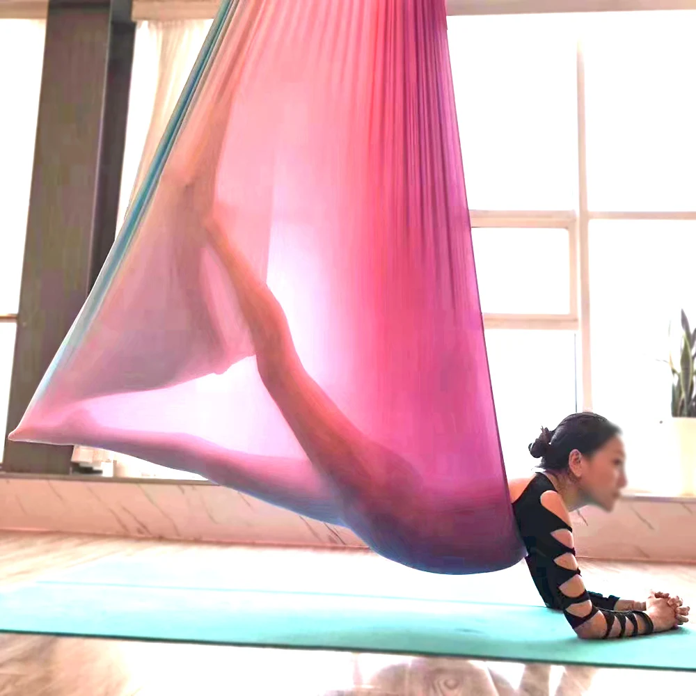 7*2.8M Rainbow Yoga Hammock Set Indoor Fitness Equipment Anti Gravity Yoga Swing Aerial Silks Inversion Air Yoga Swing Full