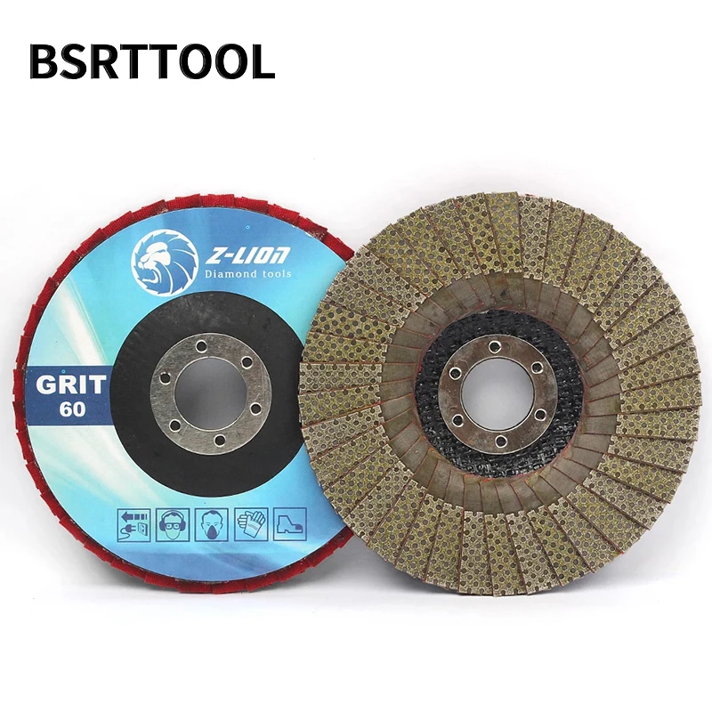 BSRTTOOL 4/5 inch Diamond Grinding Wheels Electroplated Flap Disc Marble Concrete Abrasive Pads For Angle Grinder Sanding 1Pc