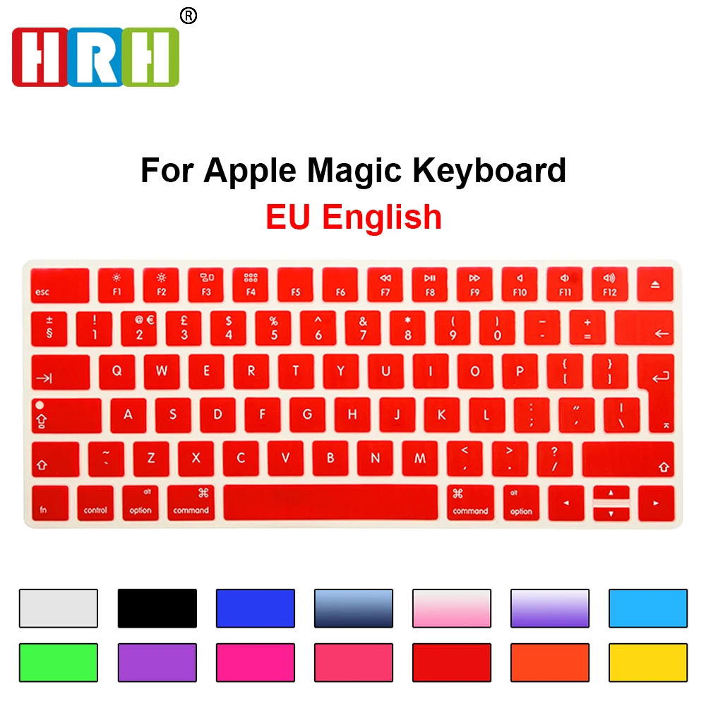 HRH กันน้ํา EU/UK แป้นพิมพ์ครอบคลุมสกินซิลิโคนป้องกันฟิล์มสําหรับ Apple Magic MLA22B/A รูปแบบยุโรป