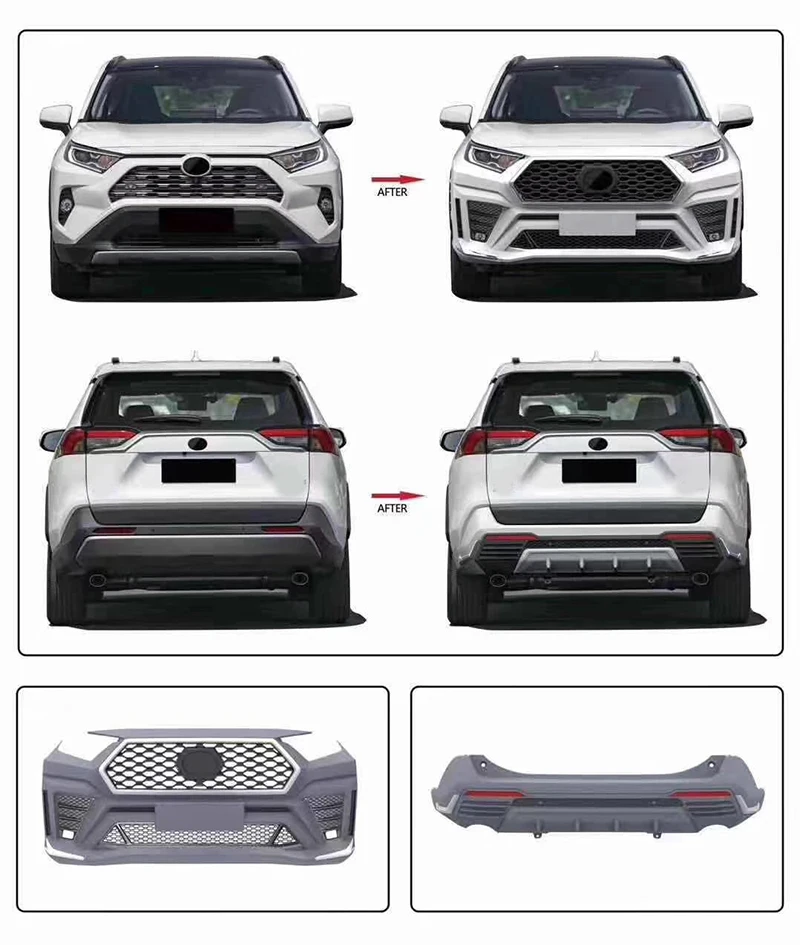 Dla Toyota Rav4 body kit 2019 2020 przednie i tylne zderzaki dla nowego rav4 boczna dokładka z malowaniem