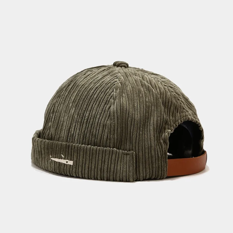 Vintage Beanie Hats Men Women Spring Autumn Landlord Cap Streetwear Hip Hop Brimless Hat Corduroy Docker Cap Wholesale