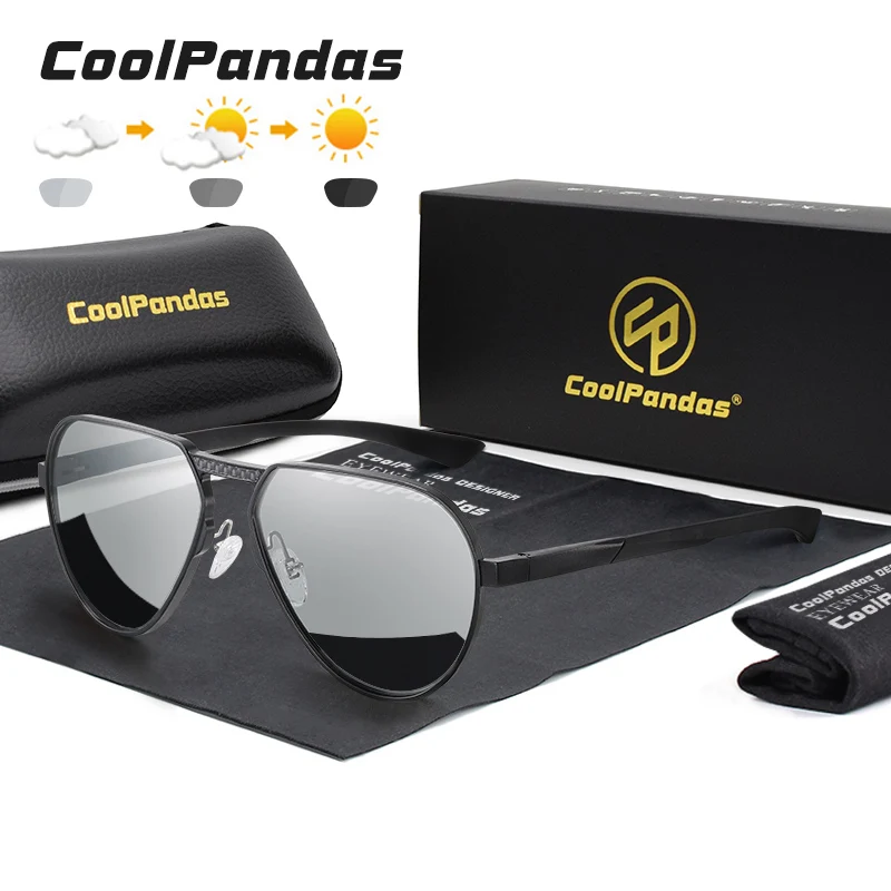 CoolPandas 2021 Fashion Pilot Sunglasses Polarized Men Classic Photochromic Sun Glasses Women Goggle UV400 lentes de sol hombre