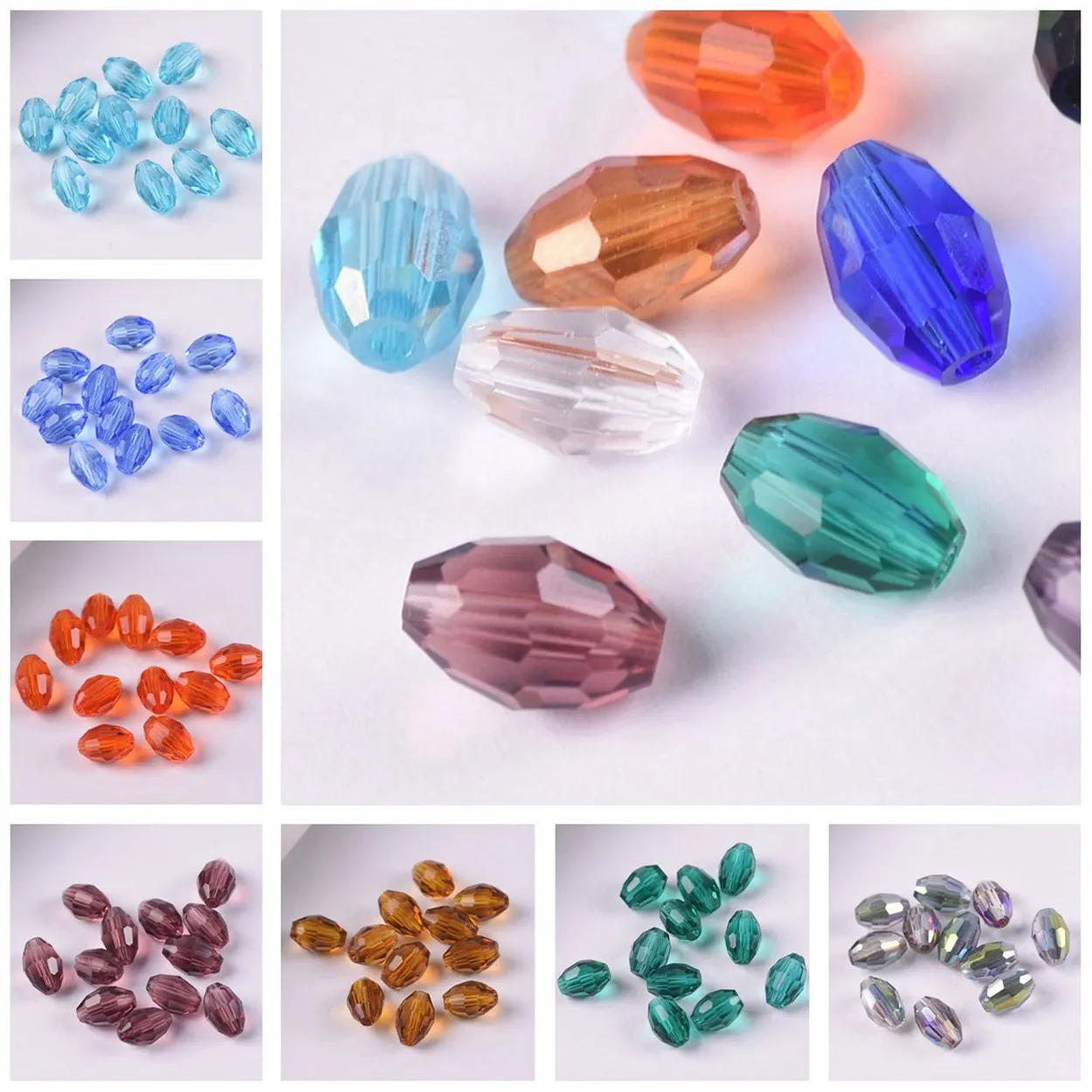 1# Oval Shape Faceted 8x6mm 10x8mm Crystal Glass Loose Spacer Beads Wholesale Lot for Jewelry Making DIY Crafts Findings