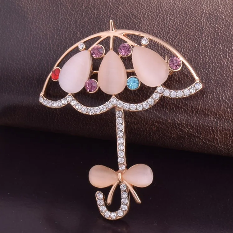 Xingyunday Korean version of the popular cute umbrella high-end opal brooch colorful fashion brooch shawl buckle pop brooch