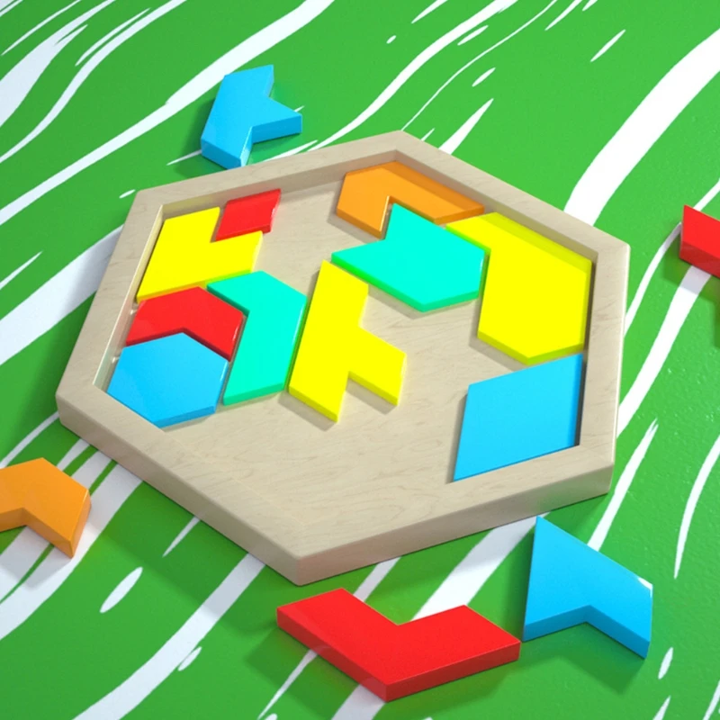 Puzle Hexagonal educativo 3D, molde de silicona Tangram, juego para niños, juguetes para niños, molde de resina Epoxy, bricolaje, producción de