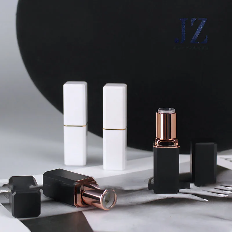 

Imitation aluminum texture square empty liptubes Pearlescent White matte black Lipstick Tube makeup package material wholesell