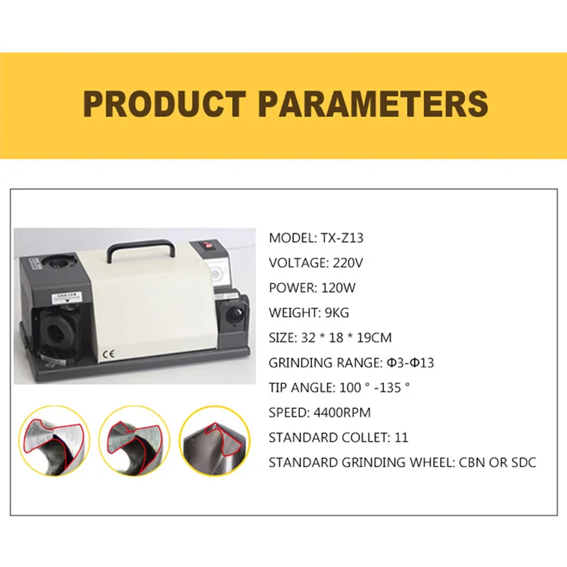 Easy Operate Metal Panel Drill Bit Re-sharpening Machine 3-13 mm Small Thin Plate Drill Drill Grinding Machine