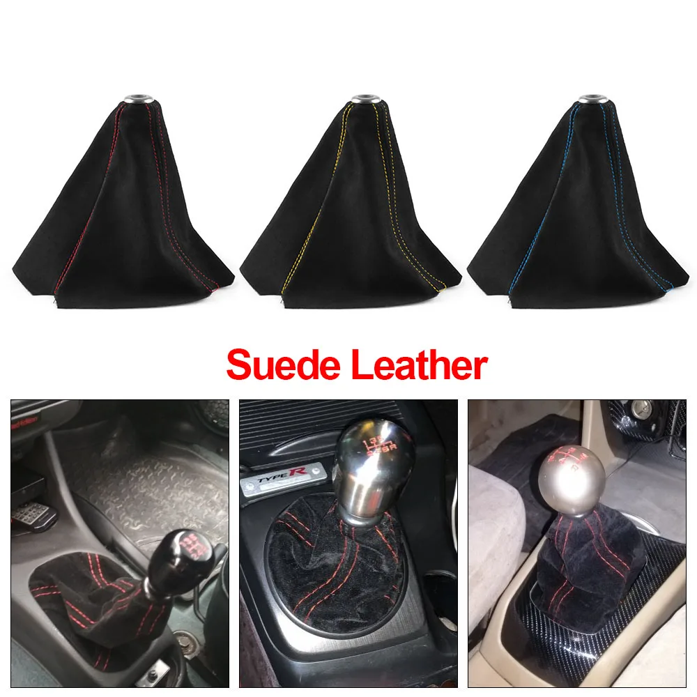 Universal Car Gear Shift Collars Covers Suede PU Leather Gear Stick Shift Shifter Knob Boot Gaiter Cover