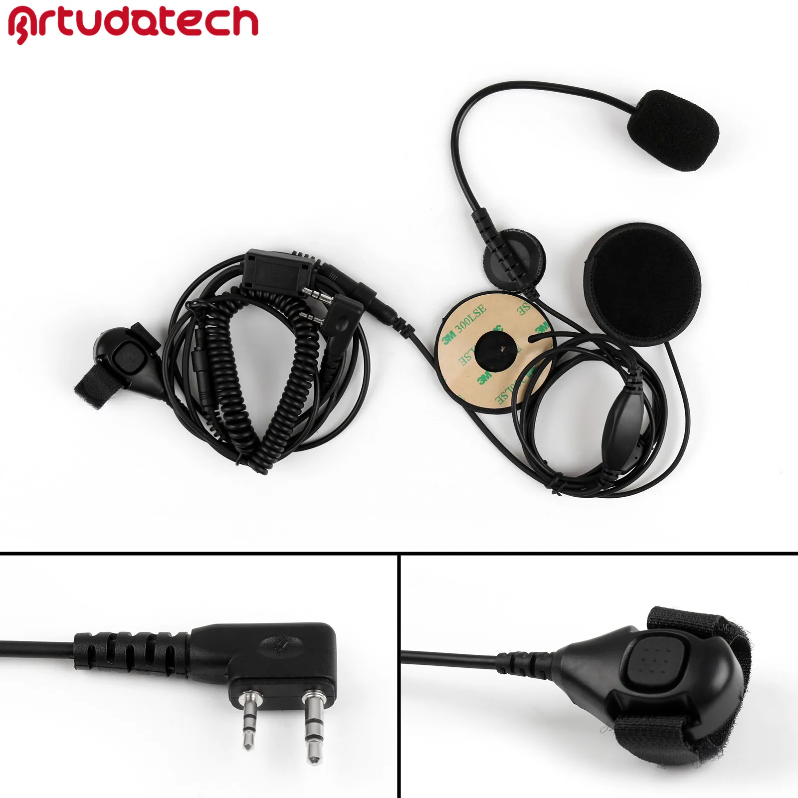 Artudatech 1Pcs 2 Pin Enkele Motorhelm Headset Volume Aanpassen Voor Kenwood 2Way Radio