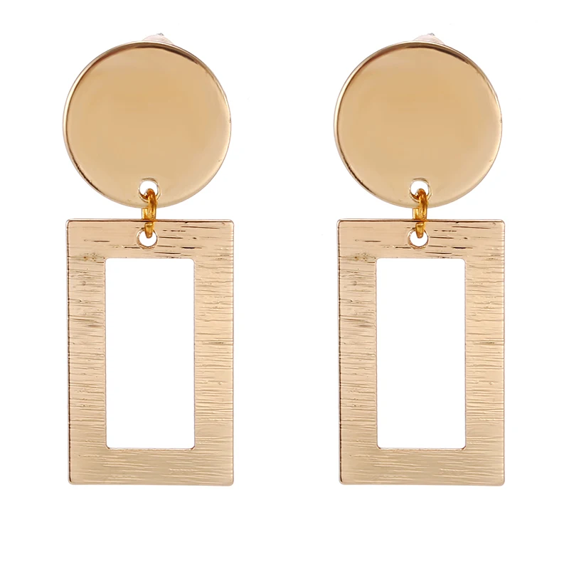 Women's Gold Plated Geometric Big Round Clip Earrings