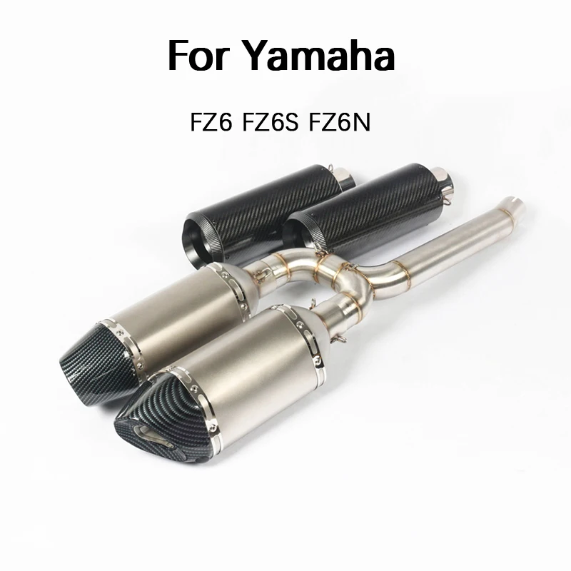 

Dual-outlet for Yamaha FZ6 FZ6N FZ6S Motorcycle Exhaust Pipe Middle Pipe Slip On 2 51mm Mufflers Removable DB Killer Escape