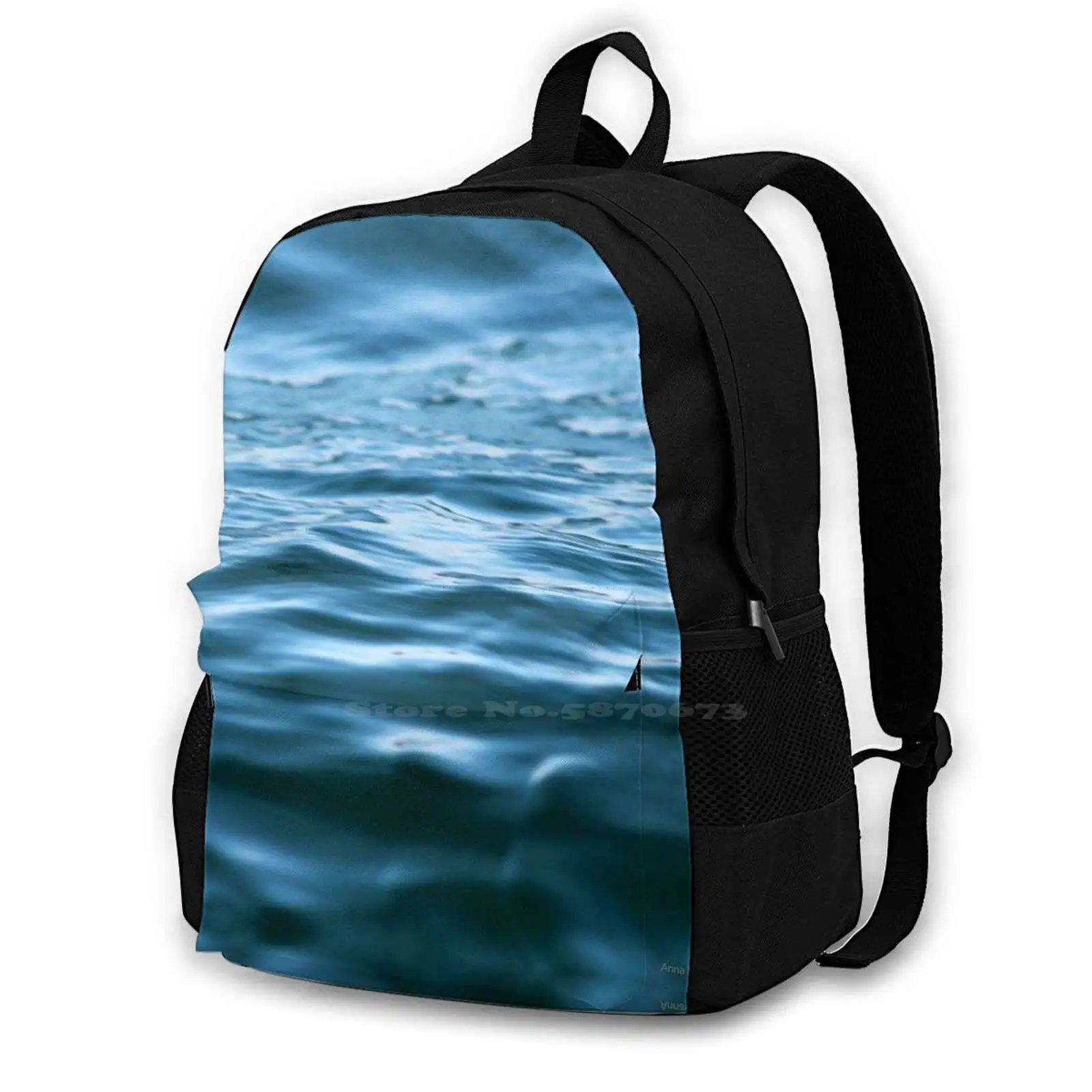 Blue Hot Sale Schoolbag Backpack Fashion Bags Waves Ocean Sea Atlantic North Carolina Nc Boat Ship Aquatic Maritime Sailor