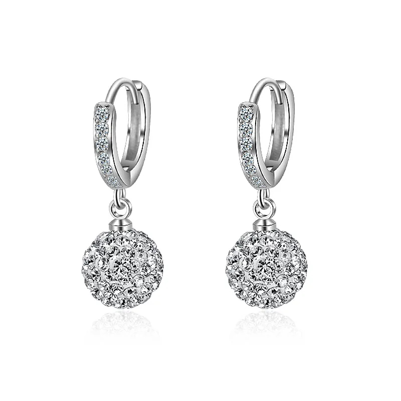 New 925 Sterling Silver Earrings Shambhala Crystal Earrings For Girls Glamour Jewelry Gifts