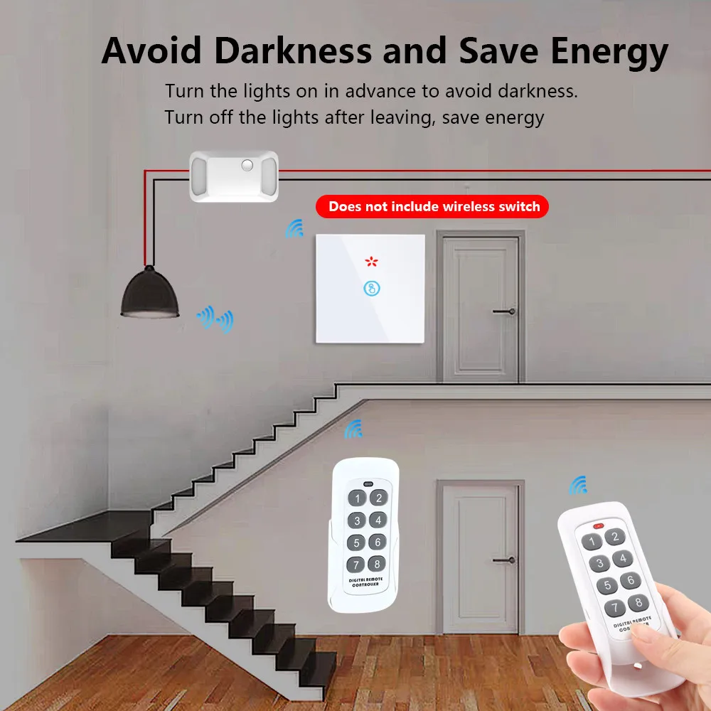 SMATRUL Smart Wireless Switch Light Electrical 433MHZ RF 8 Key Remote Control Relay Receiver Home Led Lamp ON/OFF 220V 110V