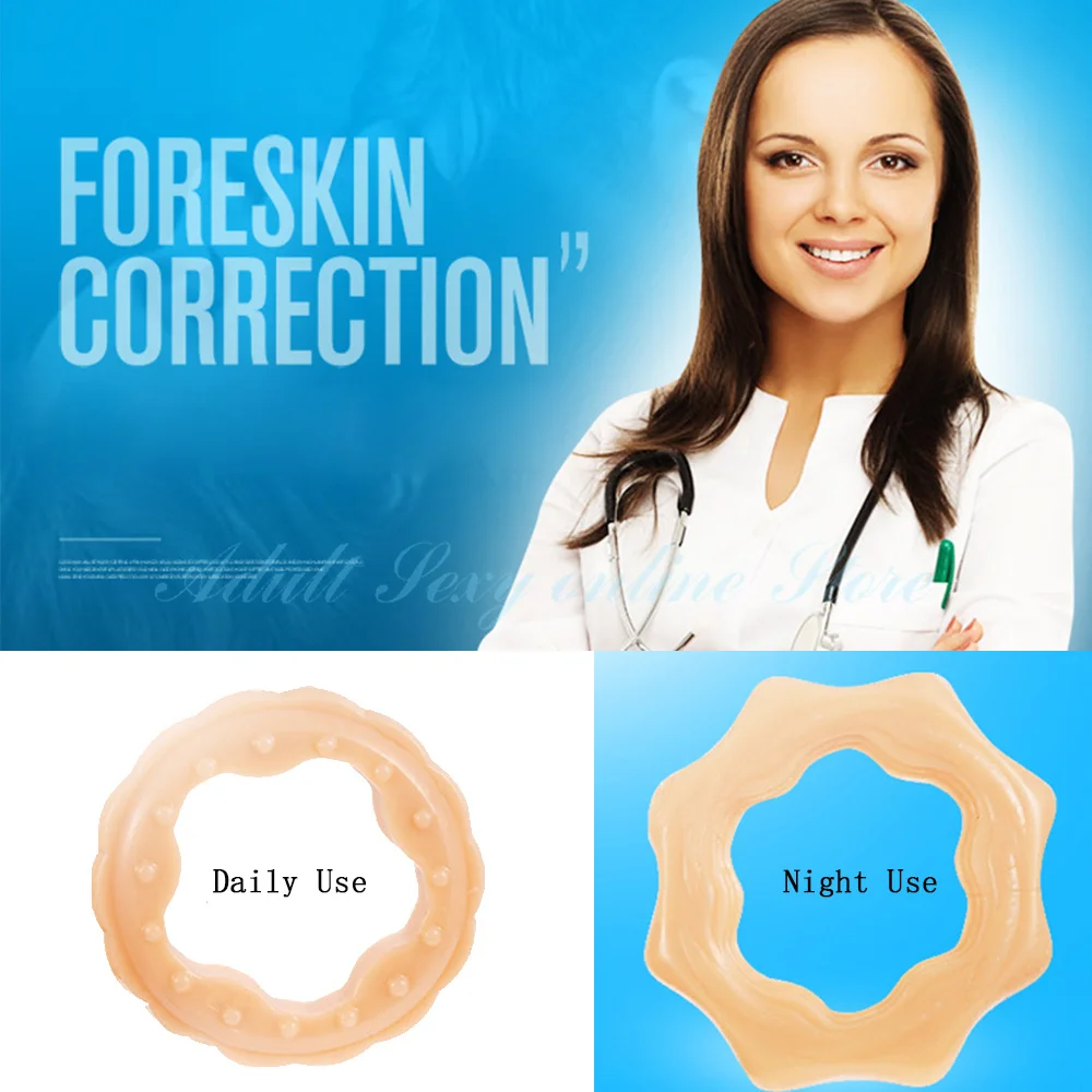 2PCS Male Foreskin Corrector Resistance Ring Silicone Penis Rings Delay Ejaculation Adult Sex Toys for Men Daily/Night Cock Ring