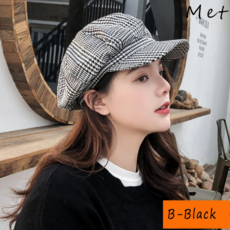 W03 Women\'s Hat Berets For Women\'s Autumn And Winter Beret Female Navy Hat Fashionable Casual Octagonal Retro Hats Peaked Cap