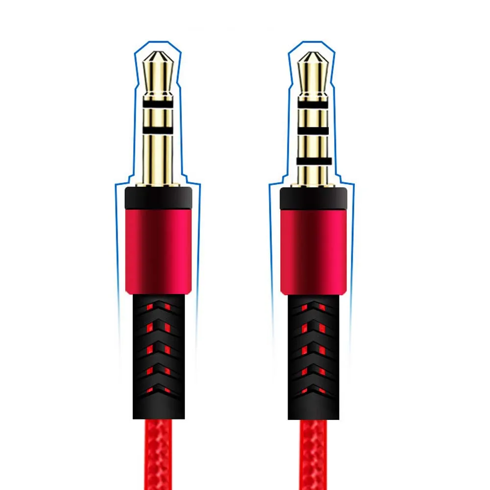 For phone Headphone Cord Gold-plated Plug Volume control Nylon Braid Speaker Line Audio Wire Aux Cable Car Aux Cord Audio Cable