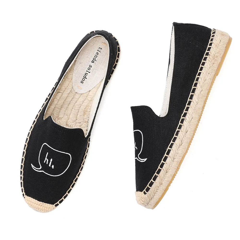 2021 Real Espadrilles Flats Shoes Zapatillas Mujer Casual Sapatos Slip On Ladies Thick Bottom Woman Hemp Loafer Fishermen Straw