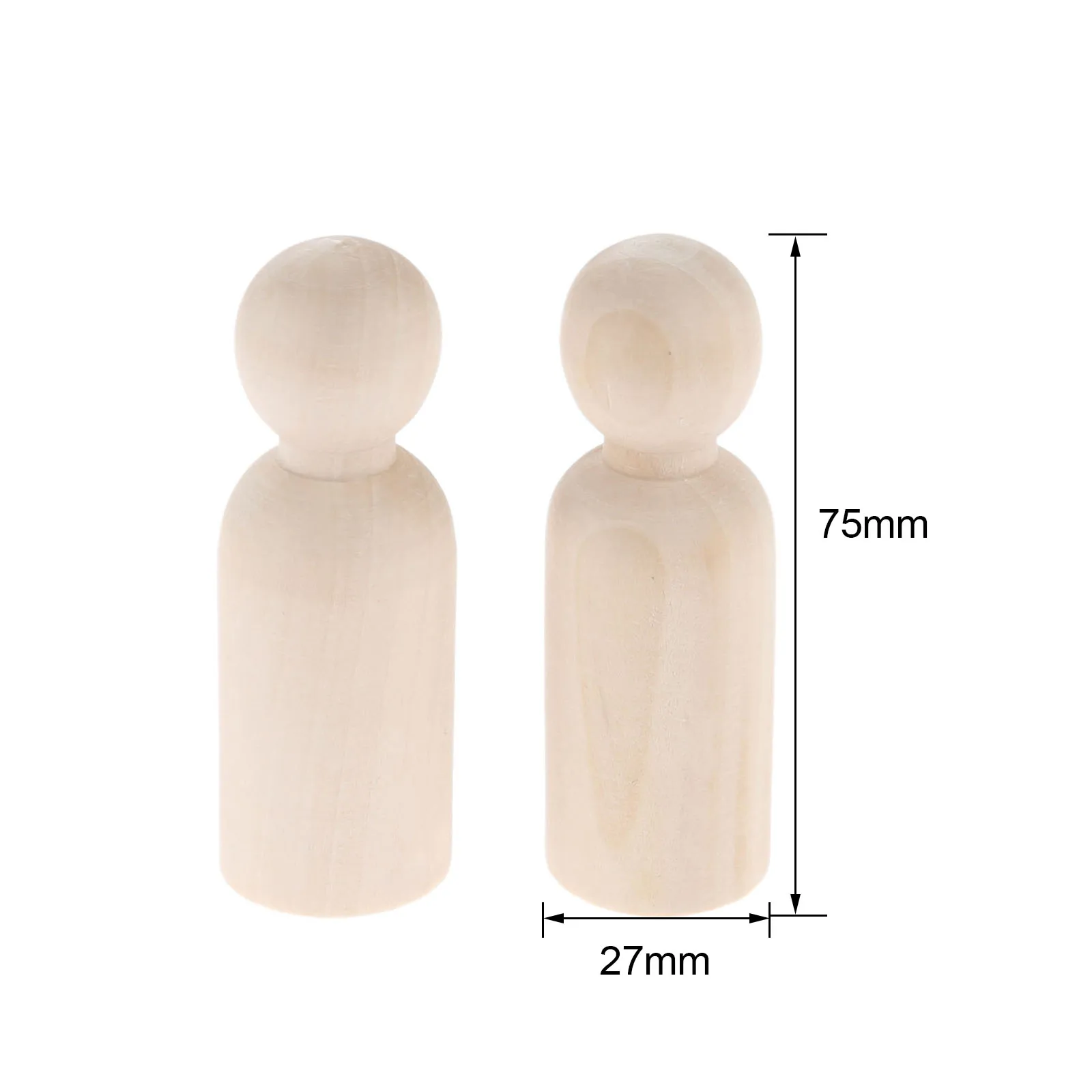 2 sztuk/zestaw figurki z drewna lalki Peg drewniane ludzie niepomalowane puste Montessori zabawki 75mm/2.95in mężczyźni/kobiety naturalne Kid Home