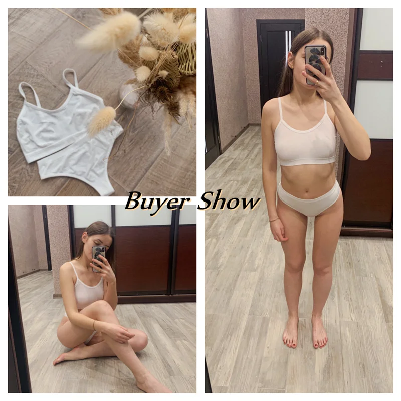 Seamless Bra Set Women Top Panties Set Cotton Tops Low Waist G-String Underwear Set Soft Active Wear Lingerie Fitness Crop Top