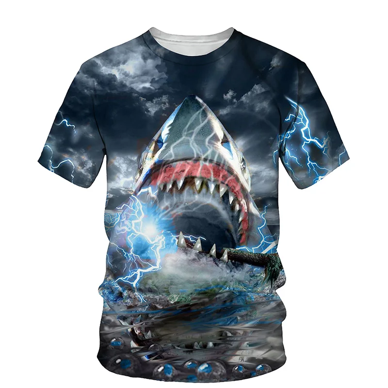 Shark 3D Print Men T-shirt Streetwear 2021 Summer Novel O Neck Short Sleeve Tees Tops 3D Style Male Clothes Casual T-shirts