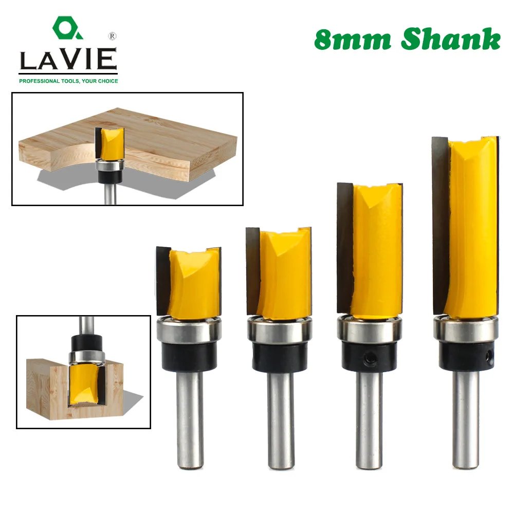 8mm Shank Template Trim Hinge Mortising Router Bit Straight end mill trimmer cleaning flush trim Tenon Woodworking tools