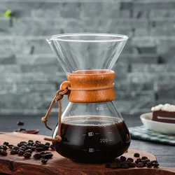 YOMDID 400ml Heat Resistant Manual Coffee Pot Practical Coffee Maker Paperless Reusable Stainless Steel Filter Glass Coffee Pot