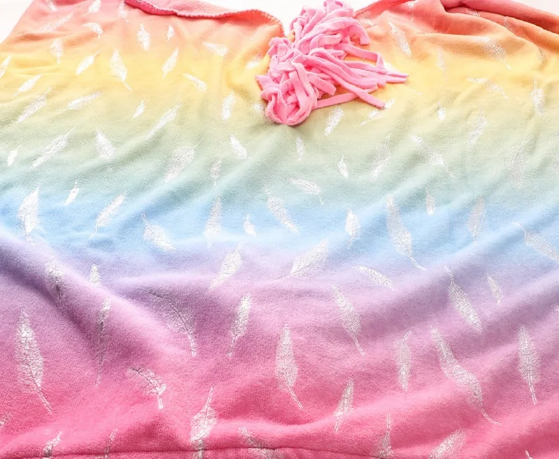 Wearable Hooded Blanket Children Cute Unicorn Bronzing Flannel Blanket Warm Soft Throw Blankets Kid Shawl Aircondition Blanket