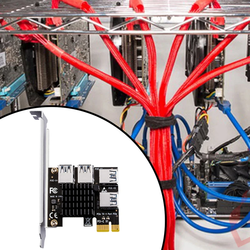 Pcie 1 a 4 riser cartão pci-e 1x a 4 riser usb 3.0 5gb cubo multiplicador pci express x16 riser para placa de vídeo para mineração de mineiro btc