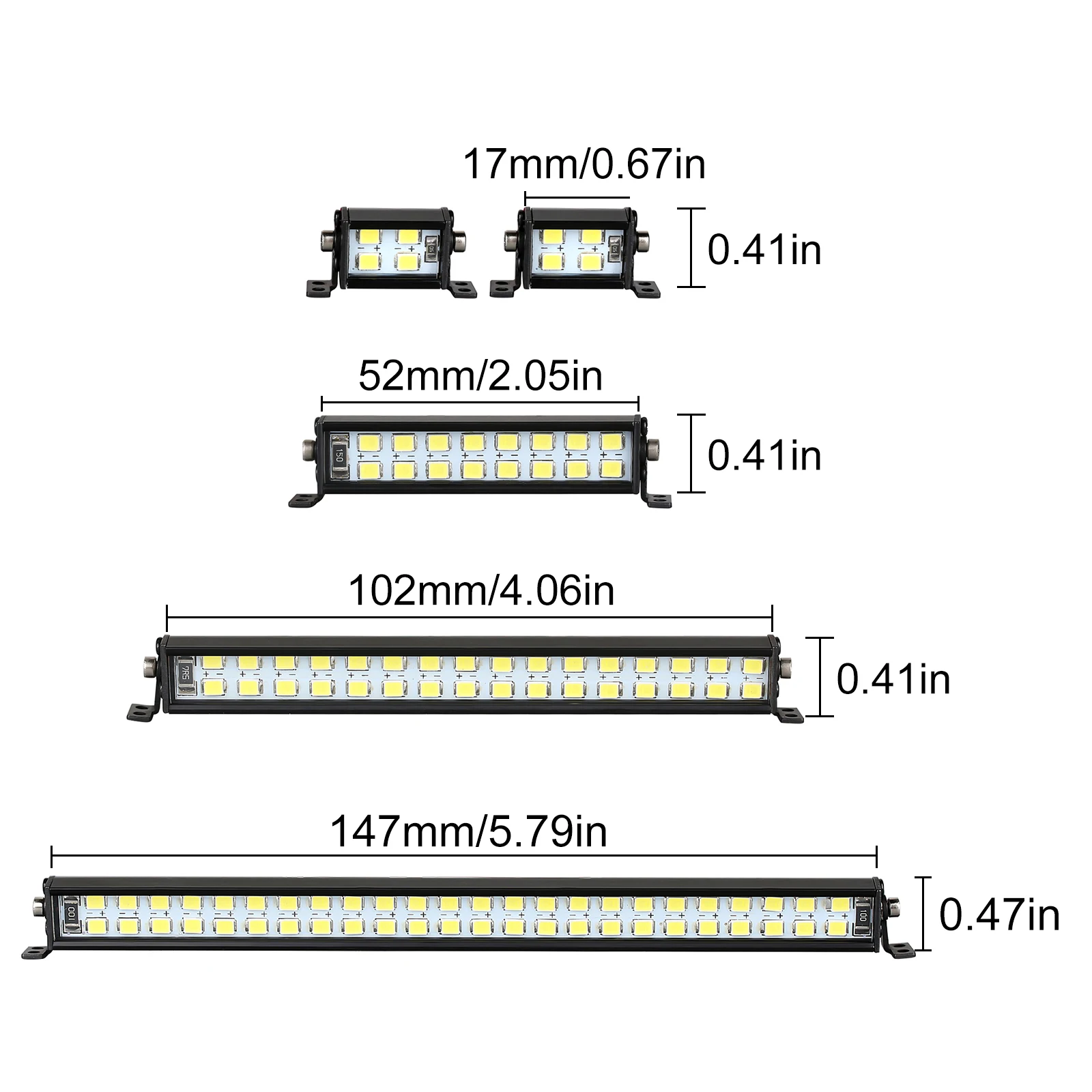 INJORA Bright Light Bar 17/52/102/147mm for 1/10 RC Crawler Car Axial SCX10 90046 TRX-4 TAMIYA CC01 D90 Redcat