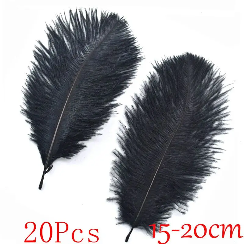 20pcs Black Ostrich Goose Feathers for Crafts Party Decoration DIY Dyed pheasant Feather for jewelry making home Wedding Plumes