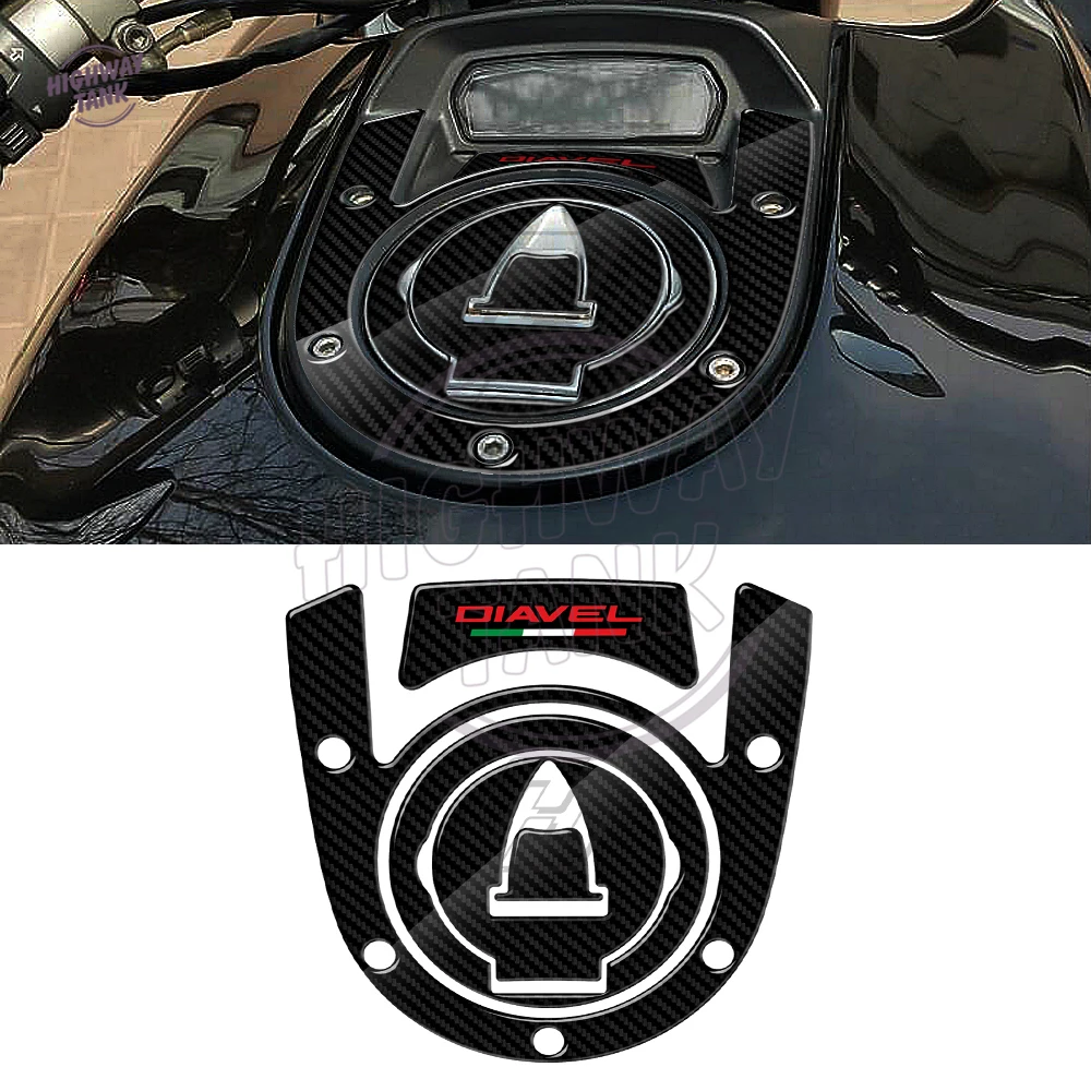 

3D Carbon-look Motorcycle Fuel Cap Tank Pad Protection Decals Case for Ducati Diavel Models