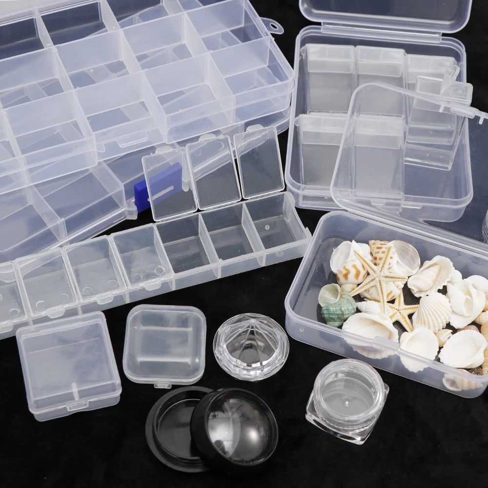 1 個透明ネイルアート空の収納ケースボックスラインストーン宝石 DIY ジュエリーアクセサリープラスチックオーガナイザーボックスマニキュアツール