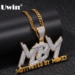 UWIN Motivated By Money Letter Necklace Paved Iced Out AAA Cubic Zirconia Chain Men Women Hiphop Jewelry Pendant