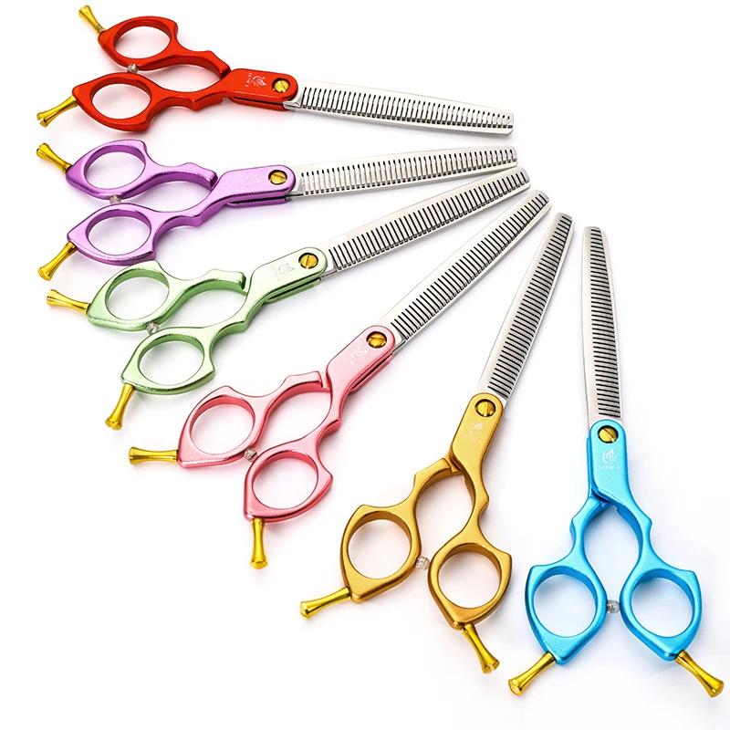 Fenice 6.5 inch Professional Thinning Pet Scissors VG10 Stainless Steel Dog Shears Colorful for Animal Groomer