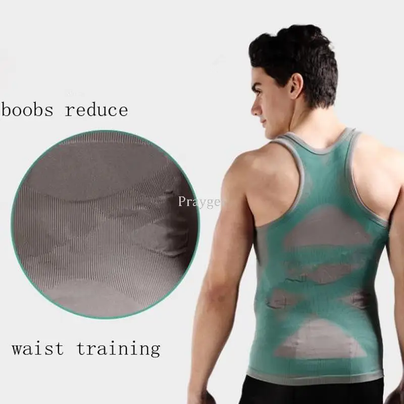 Men Correct Posture Body Shaper Male Chest Binder Tops Slimming Belly Compression Seamless Vest