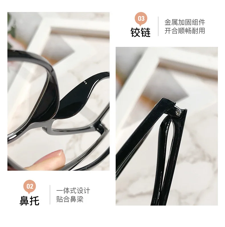 Hochwertige Brillen mit quadratischem Rahmen, Myopie-Brille für Damen und Herren, Kurzsichtbrille, Anti-Blaulicht-Brille mit Dioptrien Minus -1,0 – Detail 9