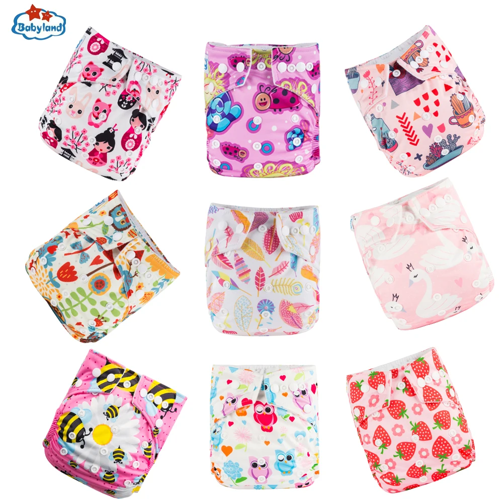 Babyland fraldas ecológicas impermeáveis para bebê, fraldas de bolso reutilizáveis, lavável e reutilizável, calcinha dia e noite, 3-15kg, 9 peças por lote