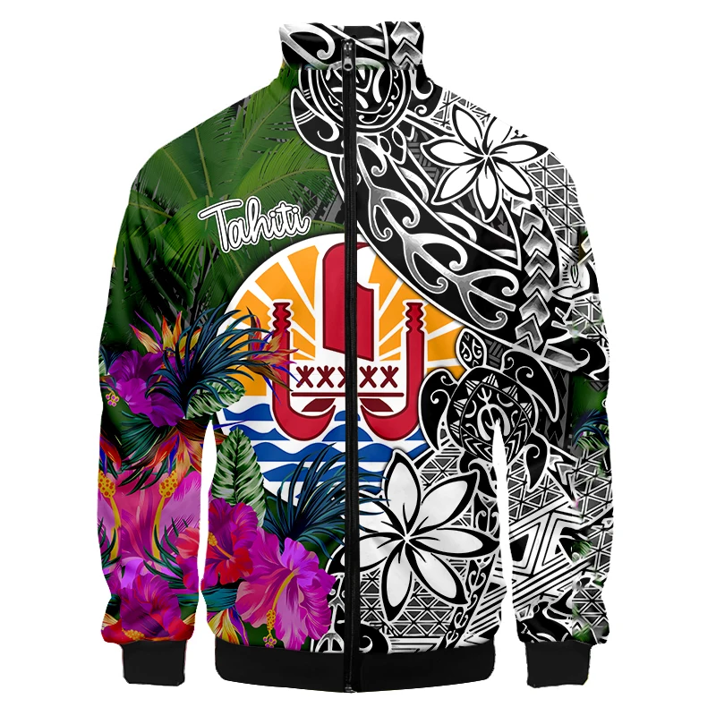 

3d Stand Collar Print Tahiti Polynesia Aloha Men Oversize Women Zipper Large Size Jackets Long Sleeve Zip Up 3D Sweatshirt Tops