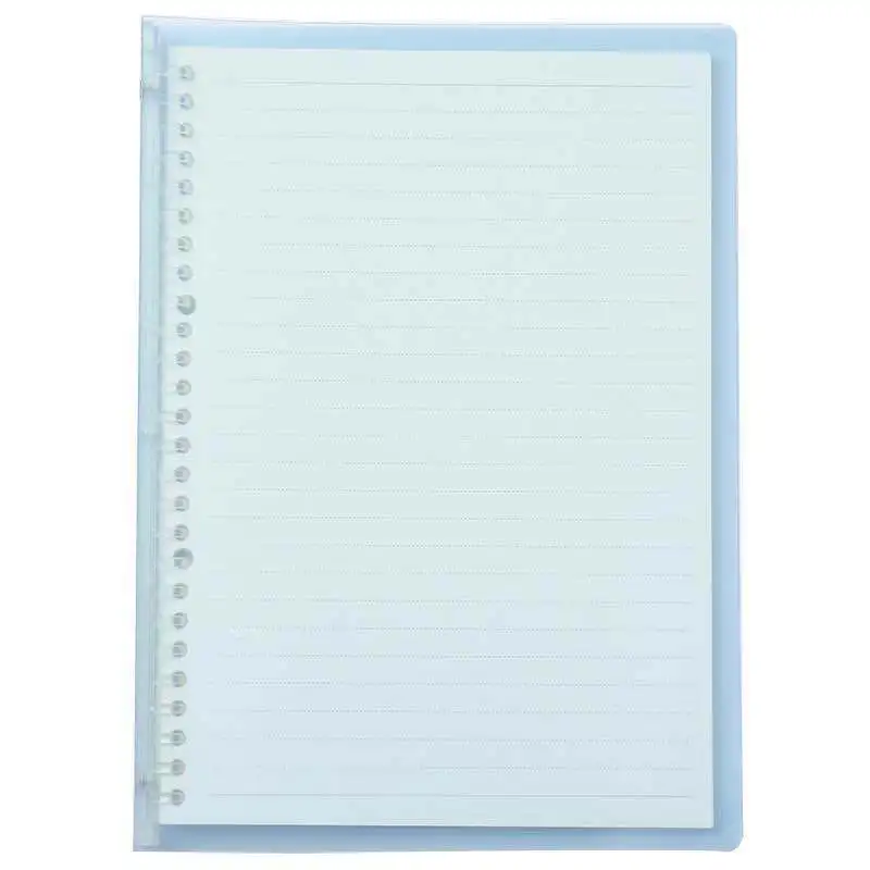 Cuaderno de hojas sueltas transparente A5 B5, carpeta de hojas sueltas, 20 anillos, Flexible, 30 hojas, papel de línea de cuadrícula, Bloc de notas