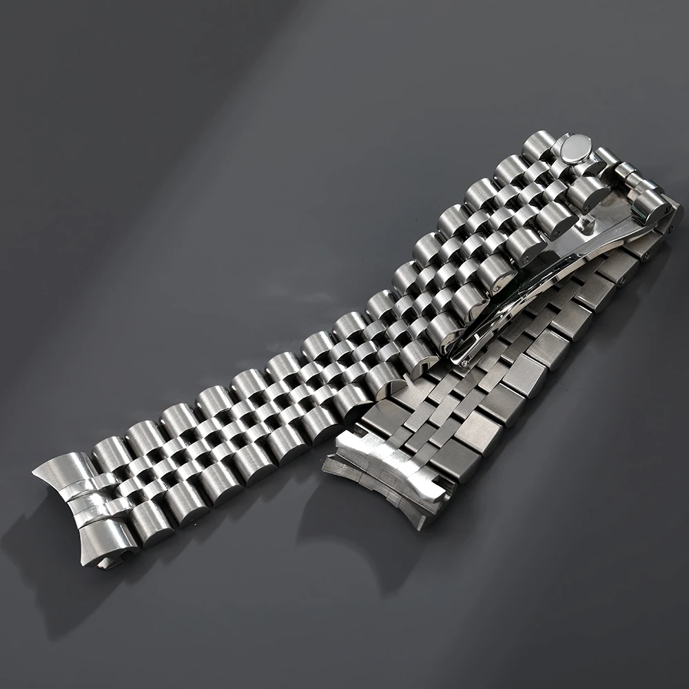 316L Stainless Steel  20mm  Solid Stainless Steel Jubilee Watch Band Bracelet Curved End Fit for R0lx Dat-just Watch