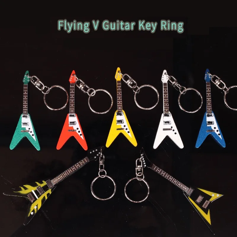 IM Guitar Wood Keychain Mini Guitar in Different Shape, Flying V Guitar Shape, ST Shape, LP Guitar Shape