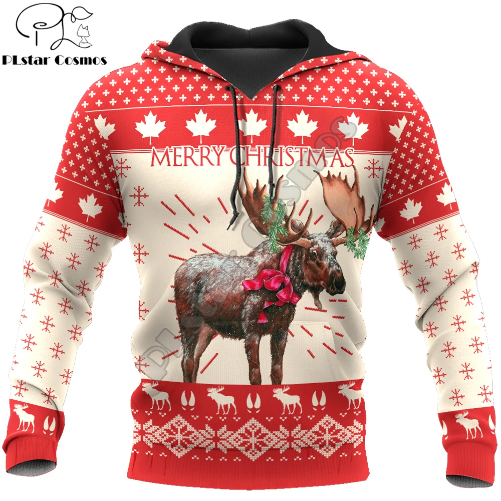 Christmas Reindeer 3D Printed Unisex Deluxe Hoodie Merry Christmas Men Sweatshirt Zip Pullover Casual Jacket Tracksuit KJ0286